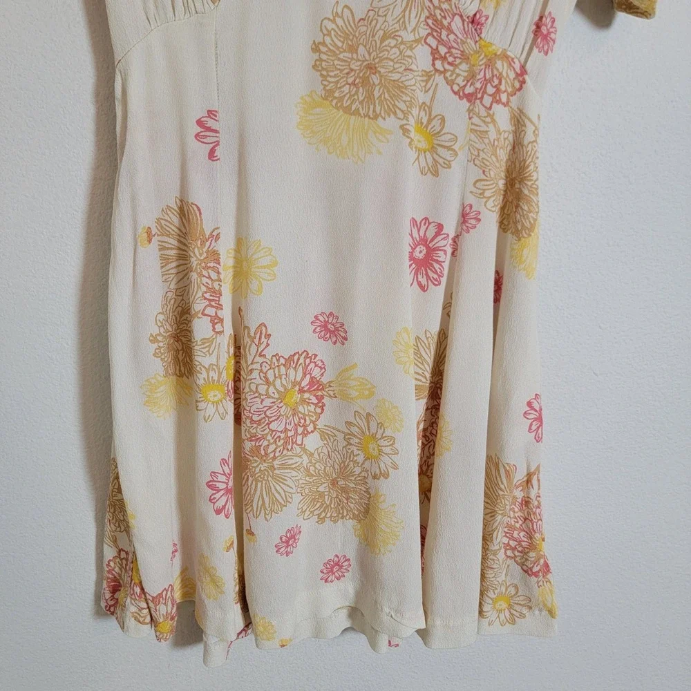 Free People Cream Mini Dress with Pink and Yellow Floral Motif - Picture 5 of 12